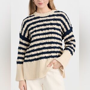 Madewell Cable Knit Striped Sweater